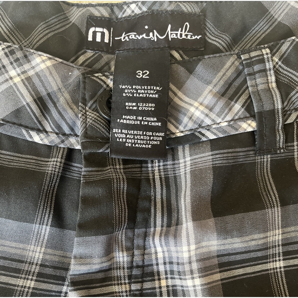 Travis Mathew Shorts Black Gray Plaid Performance Golf Stretch Mens 32 x 10‎ - Picture 3 of 7